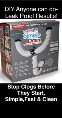 Double Basin Simple Drain Kit Flexible Sink Pipe Hose Universal 1.5” Fit NEW - Image 1 of 4