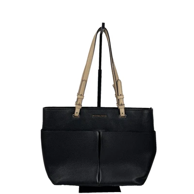 Michael Kors Bedford Tote Handbag Black Pebble Leather Shoulder Purse w/ Pockets - Image 1 of 4