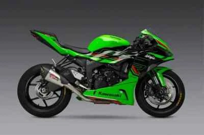 Yosh AT2 Street Slip On SS CF Exhaust Pipe Muffler Kawasaki Ninja ZX6R 19-23 - Image 1 of 4