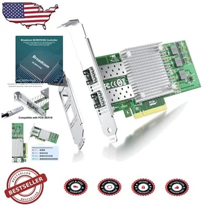 High-Performance 10Gb PCI-E Network Card with Dual SFP+ Ports & Broadcom Control - Picture 1 of 11