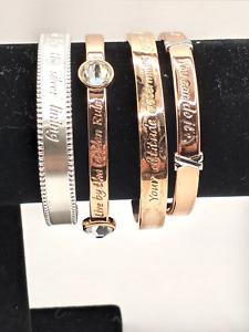 Mary Kay Inspirational Set of 4 Open Cuff Bracelets Bundle 1 Silver 3 Rose Gold