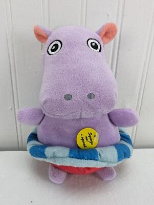 Juguete Top Paw junto a la piscina para perro chirrido hipopótamo nadador peluche 8" púrpura hipopótamo nuevo Foto 1 de 4