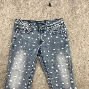 Vigoss Jeans Girls Size 14 Star Print The Jagger Capri Elastic Waist Medium Wash - Picture 1 of 12