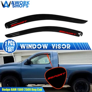 Fits 02-09 Dodge Ram Regular Cab Window Visor Vent Wind Guard Shade w/ Red Sport - Picture 1 of 3