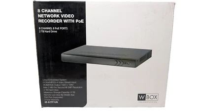 W BOX Wbox 0E-82TP1UN 8 Channel Network Video Recorder with PoE 2TB Hard Drive 1080p