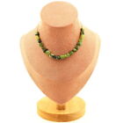 Collier 20 perles Jade Nephrite de Xiuyan Chine. Chaine en acier Collier femmes