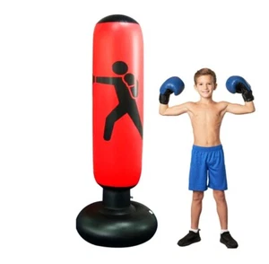 INFLATABLE BOXING POST KIDS TRAINING EXERCISING PUNCHING BAG 140CM SANDBAG TEENS - Picture 1 of 1