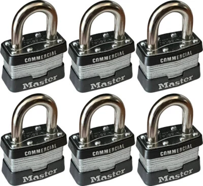 6 Commercial Master Lock Padlocks 1KA Keyed Alike with 12 keys (2 keys per lock) - Image 1 of 2