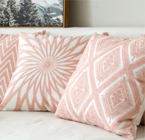 Pink Series Decorative Pillows Cushion Cover Home Decor Embroidery Cushion Cover - Picture 1 of 10