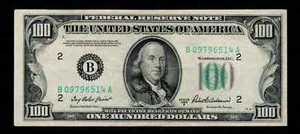 $100 1950-B Green Seal Federal Reserve Note New York Free Shipping (B170) - Picture 1 of 2