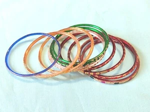 Menge Bali Hochzeit Stapel Glas Armreif Armbänder Mehrfarbig Bemalt 7,5 Zoll - Bild 1 von 8