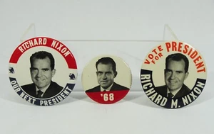 VINTAGE 1968 REPUBLICAN POLITICAL CAMPAIGN BUTTON PINS RICHARD NIXON BONUS! - Picture 1 of 4