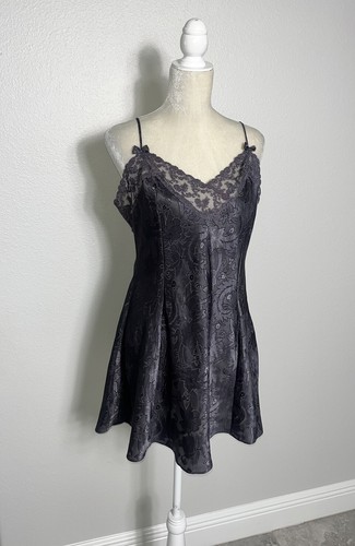 UNDERCOVER Abito Victorias Secret vintage anni 90 raso pizzo mini slip cami gotico floreale antracite L