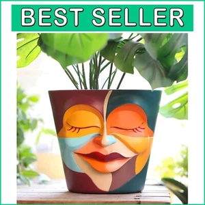 Unique 8-Inch Eclectic Rainbow Planter - Lightweight Resin with Drainage - Picture 1 of 9