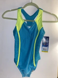 Speedo Youth 1pc Girl Swimsuit, Aqua Blue, Size Small, New with Tag - Picture 1 of 2