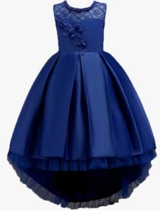 Weonedream Sapphire Blue High Low Formal Girl's Dress Sz 7-8 Year's - Picture 1 of 3
