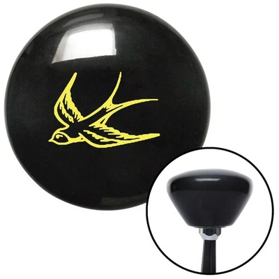 Yellow Swallow Black Retro Shift Knob w/ M16x1.5 Insert Shifter Auto Manual - Image 1 of 4
