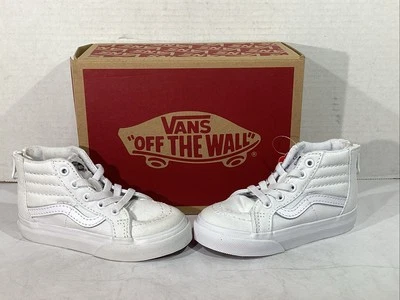 Zapatillas deportivas Vans para niños pequeños talla 7 EU 23,5 blancas de lona Sk8-Hi con cremallera AJ-1482 Foto 1 de 4