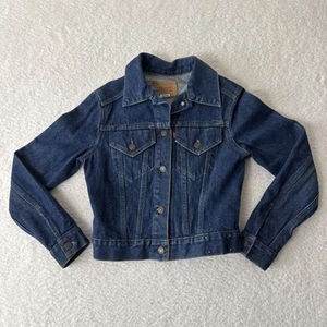 Vintage Levis Denim Trucker Jacket YOUTH Size Small w/ MMPR Iron On Back NICE - Picture 1 of 15