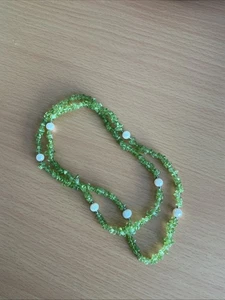 Stunning Peridot & Pearl necklace/ 73 Cm Long - Picture 1 of 7