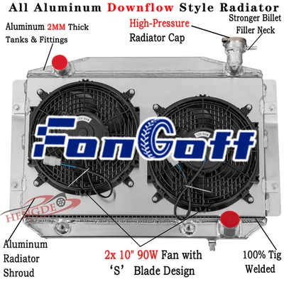 3 Row Radiator Shroud Fan Fit 1955-1960 1968 Chevrolet Corvette 350 4.3L 4.6L AT Foto 1 de 4