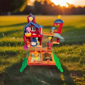 Dino Ranch Clubhaus Spielset + Hindernislauf, 4 Dino’s, 3 Personen, Betten, funktioniert - Bild 1 von 24