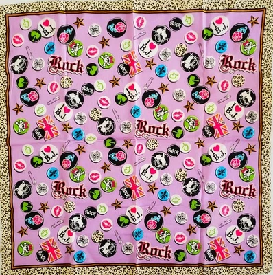 Vinatge Betsey Johnson Y2K 朋克摇滚别针头骨玫瑰嘴唇豹纹连衣裙围巾 — 第 1/4 张图片