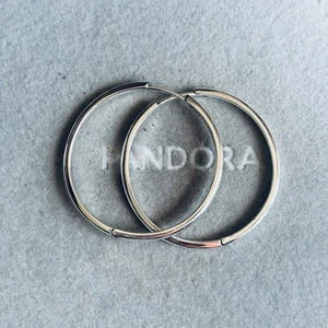 NEW Pandora S925 ALE - Large Plain Hoop Earrings - Picture 1 of 3