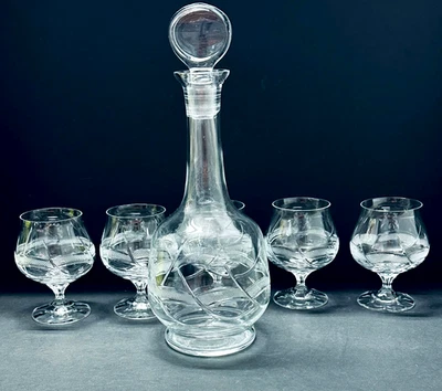 Juego De Colección 5 Jarra De Vaso De Suecia con Tapón + 4 Copas De Vino Cinta Grabada + Bonus Foto 1 de 4