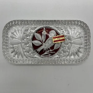 Hofbauer Byrdes Collection Ruby Crystal Rectangular Tray 8.5x4.25” Germany VTG - Picture 1 of 7