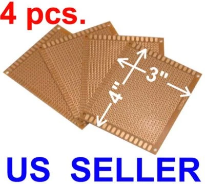 ACE CREW 4 pcs 3x4" (7x9cm) Prototyping PCB Printed Circuit Board Prototype Breadboard
