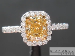 0,76ct Fancy Yellow VVS2 Cushion Cut Diamond Ring GIA R6230 Diamonds by Lauren - Bild 1 von 10