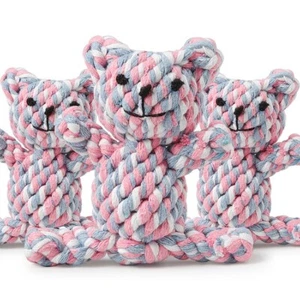 Cotton Rope Dog Chew Toy Pet Dental Teething Bear For Small Medium Size Puppies - Picture 1 of 4