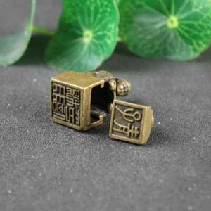 Antique Bronze Characters Wealth Seal Desktop Ornament Copper Miniature Figurine - Picture 1 of 7