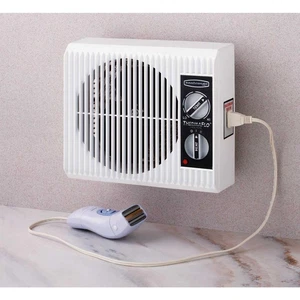 Wall Outlet Fan Space Heater Small Electric Bathroom Bedroom Room Home Office - Picture 1 of 2
