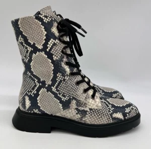 Stuart Weitzman MCKENZEE ROCCIA PRINTED PYTHON Combat Boots Size 5 - Picture 1 of 12