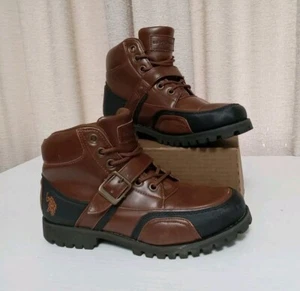 U.S. POLO Assn. Andes Strap over Lace Up Boots Mens 9.5 M Brown Pre-owned  - Picture 1 of 24
