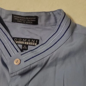 DOMANI COLLECTION Mens XL Shirt Single Needle Tailoring Embroidered Blue VTG - Picture 1 of 11