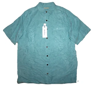 Roundtree Yorke Caribbean Short Sleeve Camp Shirt TALL 4XT Aqua NWT (RYC303) - Picture 1 of 7