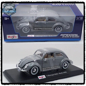 Maisto 1:18 Scale 1955 Volkswagen Kafer Beetle in Gray Diecast Model Car - Picture 1 of 7