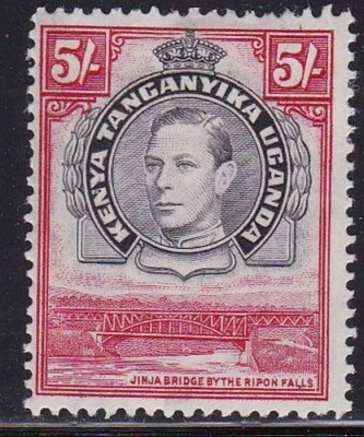 Album Treasures Kenya Uganda Tanganyika Scott # 83 5sh George VI Jinja Bridge MH - Image 1 of 2