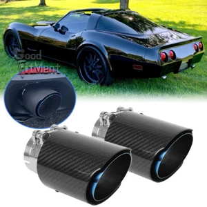 Tubo silenciador trasero con puntas de escape de aspecto de carbono para Chevy Corvette C3 entrada de 2,5" - Imagen 1 de 14