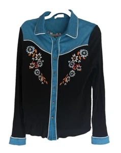 John Moon Texas Womans Fringe Embroidered Cowboy Western Button Down Sz S - Picture 1 of 5