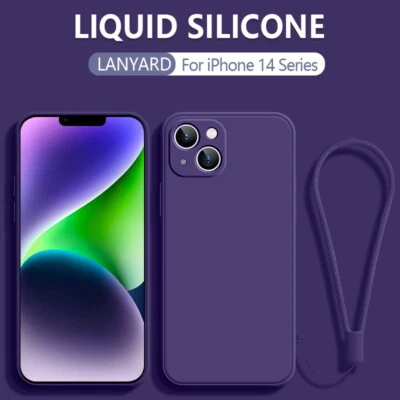 Liquid Silicone Strap Lanyard Case For iPhone 15 14 13 Pro Max 12 11 XR XS Cover - Image 1 of 4