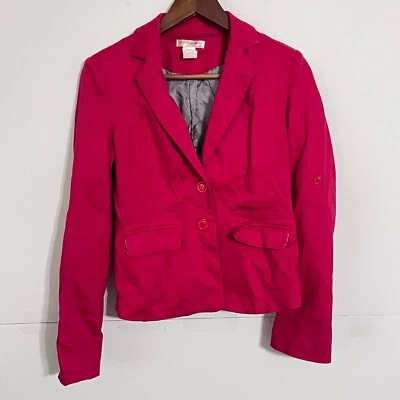 Agaci Womens Jacket Blazer Size M Red Long Sleeve Button Up Pockets 100% Cotton - Image 1 of 4