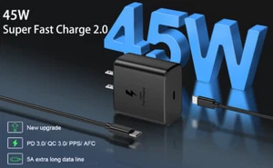 45W Super Fast Charging Block Type C Wall Charger For Samsung Galaxy S23/S22/S24 - Picture 1 of 14