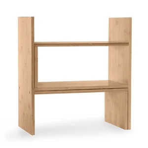 Desk Storage Organiser Multipurpose Bamboo Adjustable Shelves Book Shelf | M&W - Picture 1 of 5