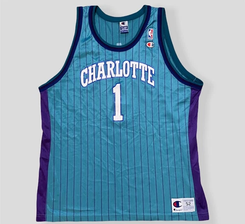 Vintage Champion NBA Baron Davis Hornets jersey size 52 2XL basketball Charlotte Cover