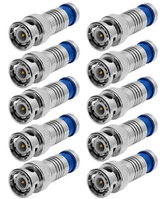 10x Connettore a compressione cavo telecamera CCTV coassiale/coassiale BNC maschio spina per telecamera RG59 - Immagine 1 di 2