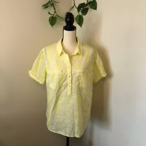 NEU Merona Bluse Blumen Ösen 1/2 Knopf XXL - Bild 1 von 12
